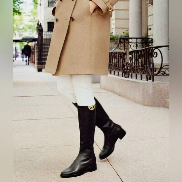 NWT RARE luxury classic minimalist equestrian authentic Tory Burch Sidney Boots - Picture 1 of 17
